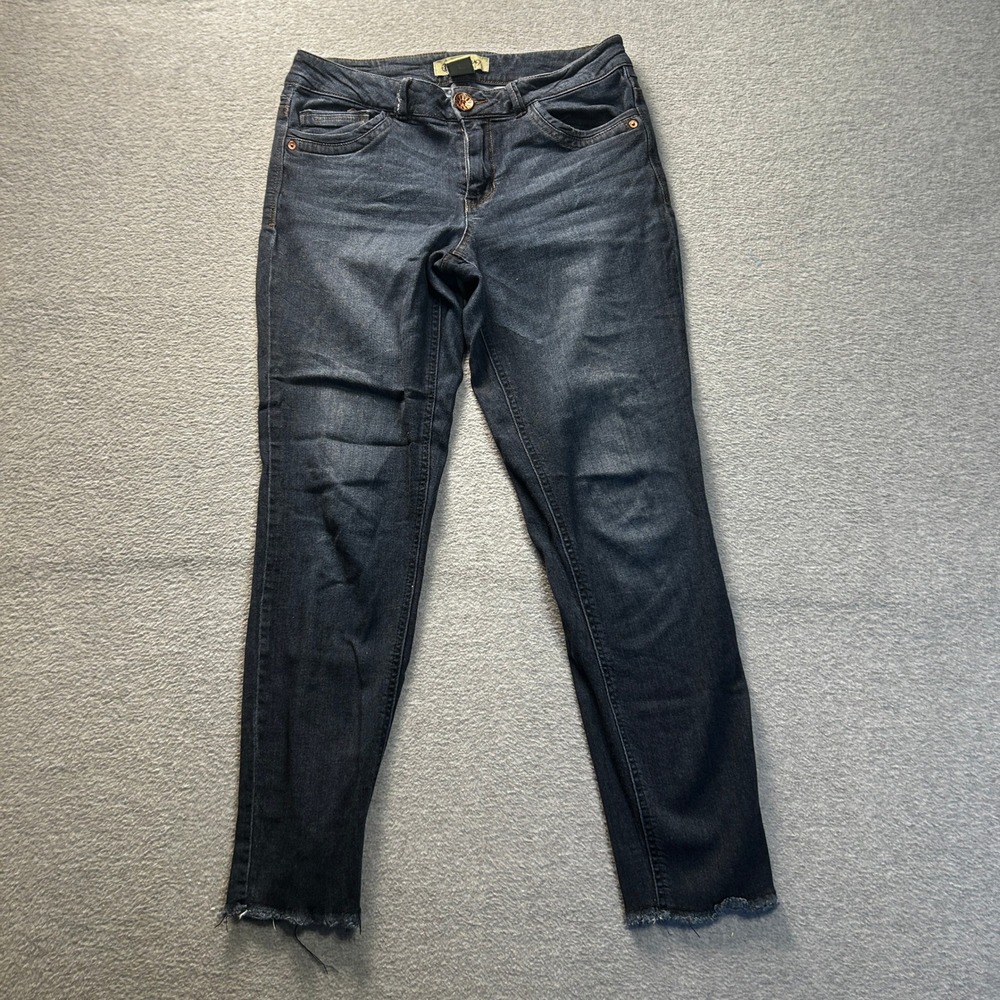 Democracy Freedom Skinny Jeans‎ Ankle Skimmer Womens 8 Dark Wash Raw Hem Denim